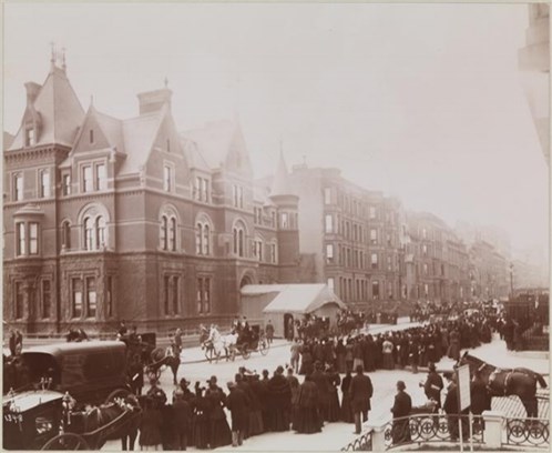 Crowds gathered outside the Whitney home to catch a glimpse of the bride.
