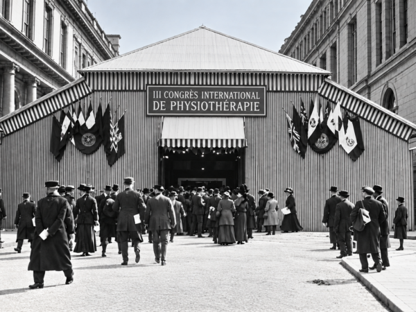 PARIS, 1910 - Exterior of the pavilion where the third International Physiotherapy Congress was held. Photo WG Press. Enhanced with ChatGPT.